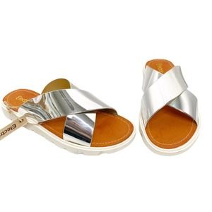 Electric Karma Women Bickle Silver Metallic Slide Sandal Size 6 New in Box